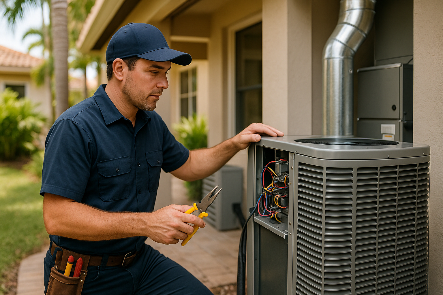 Editorial illustration depicting ac unit replacement cost park shore naples